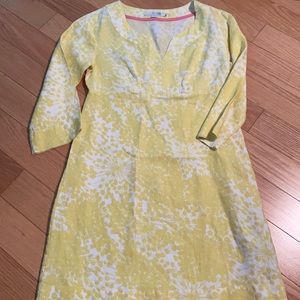 2 for 20 🎉 Boden Yellow & White 100% Linen Dress, Size 2p